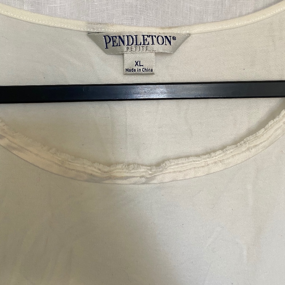 Pendleton Tank top slub sleeveless with fringe neck detail